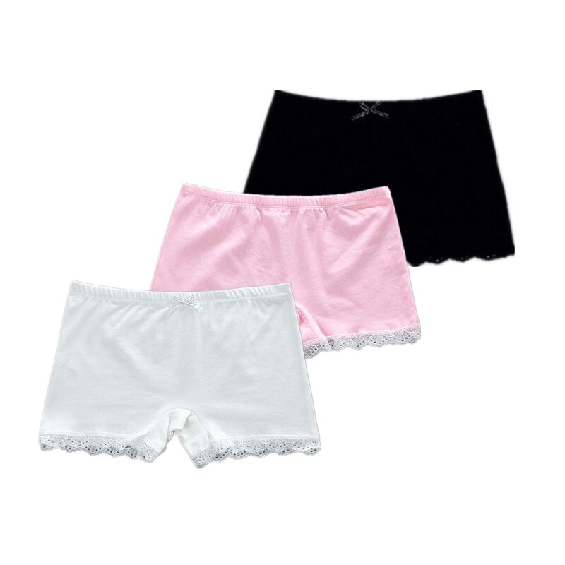 Pantalones cortos de seguridad de verano para niñas, ropa transpirable de algodón, pantalones cortos de encaje, 3 uds./lote