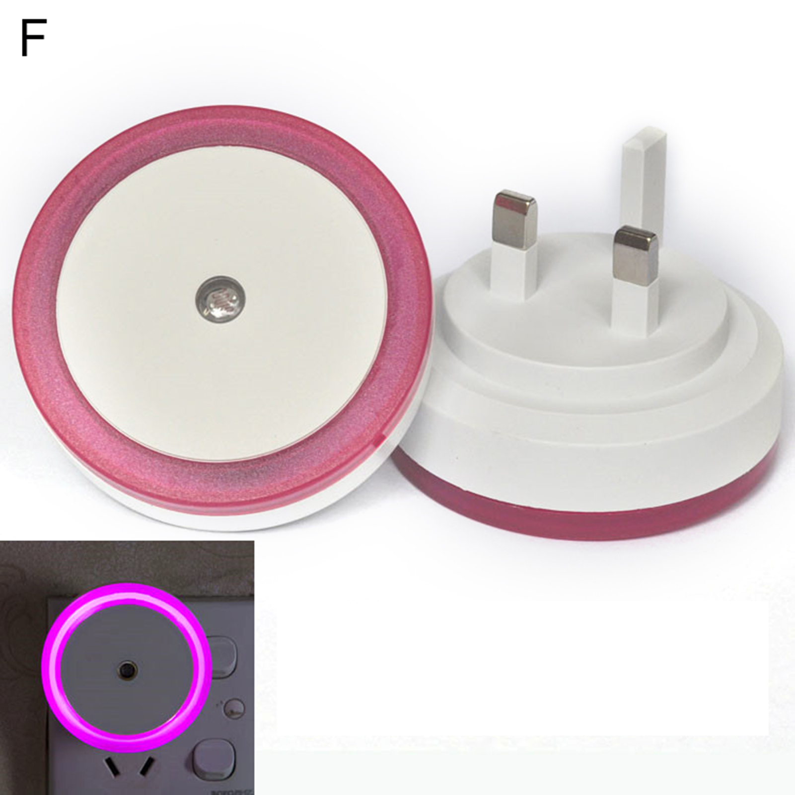Round Wall Plug-in LED Light Sensor Night Light Plug In Sensor Light Luminaire Led Lamp Baby Nightlight Children Bedroom Round: F