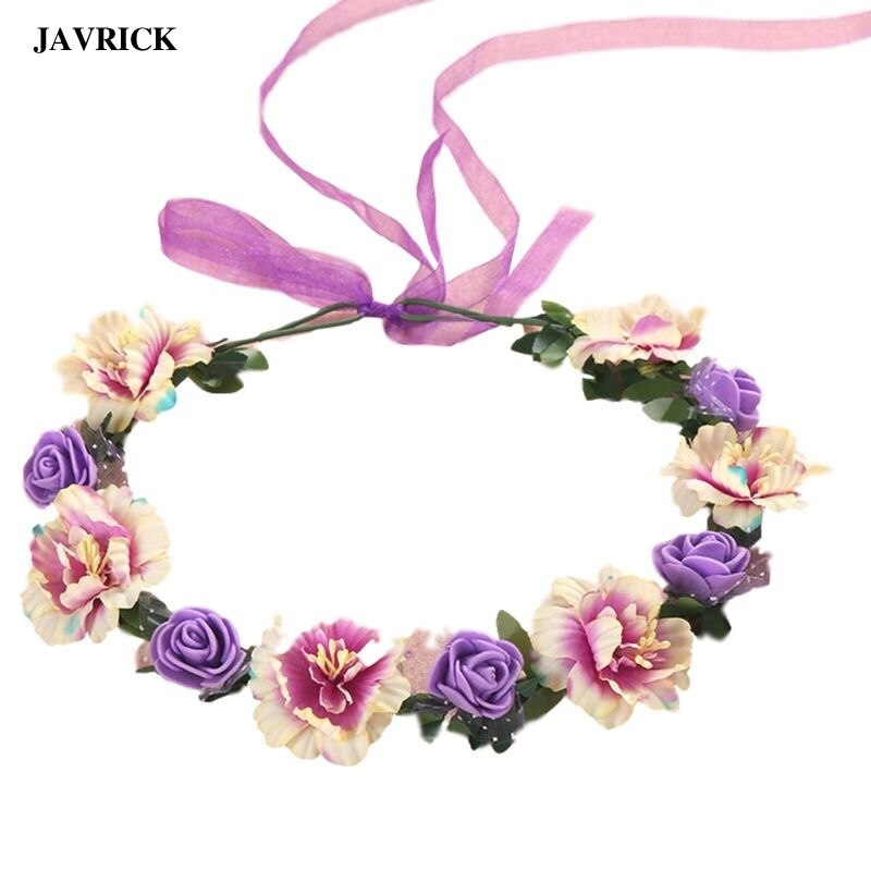 6 Kleuren Adult Kids Onregelmatige Faux Rose Bloem Hoofdband Bloem Meisjes Bridal Wedding Gradiënt Gekleurde Krans Kroon Mesh Hoofddeksel: 3