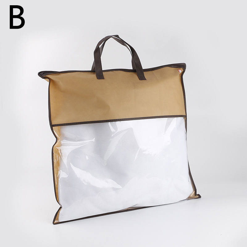 1PC Non-woven Tote Bag Home Textile Zipper Dust-proof Packaging Bag Quilt Pillow Clothes Storage PVC Transparent Bag: XL / green