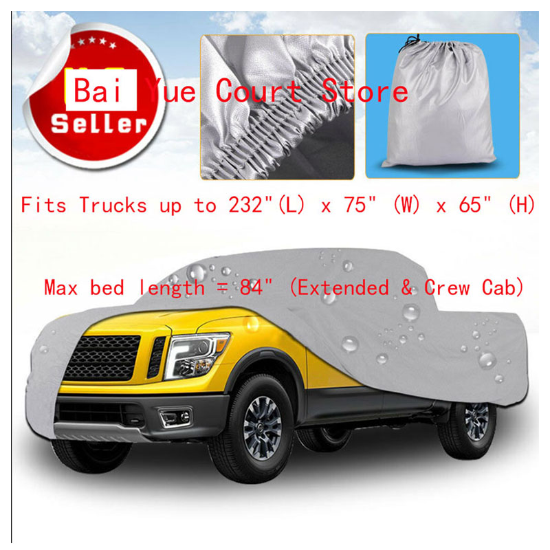 Premium Truck Cover Outdoor Tough Waterproof UV Rain Heat Resistant Protection Pickup 232*75* 65in Max bed length = 84in