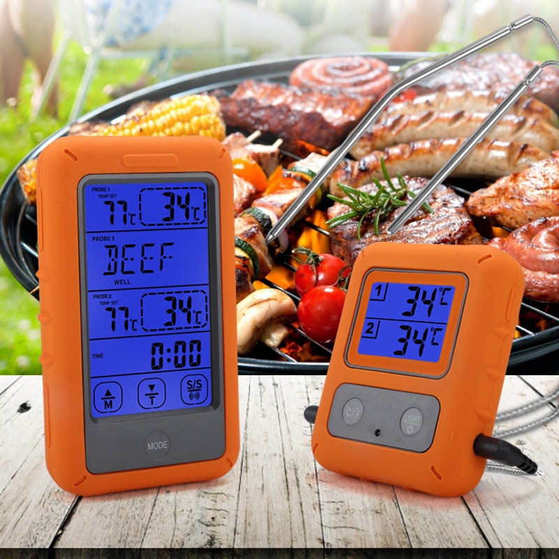 100M Afstandsbediening Draadloze Digitale Vlees Thermometer TS-TP40 Grill Oven Keuken Thermomet Met Timer 4 Probes Voor Bbq Voedsel Oven roker