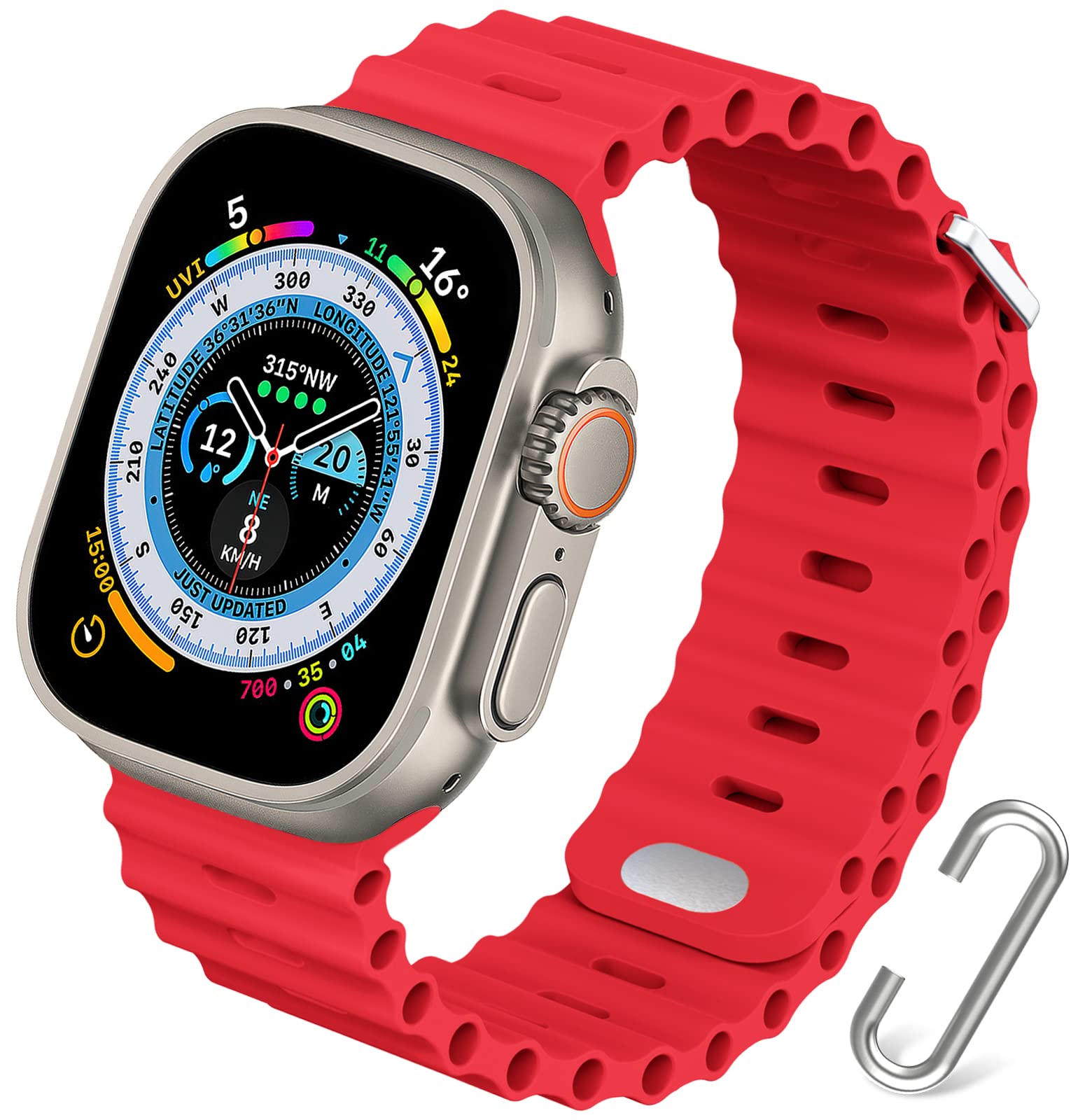 Strap For Apple Watch Band 49mm 44mm 45mm 41mm 40mm 38mm 42mm SE 6 5 4 3 Silicone Sport Ocean Bracelet iWatch Series ultra 8 7: Blue White / 20mm