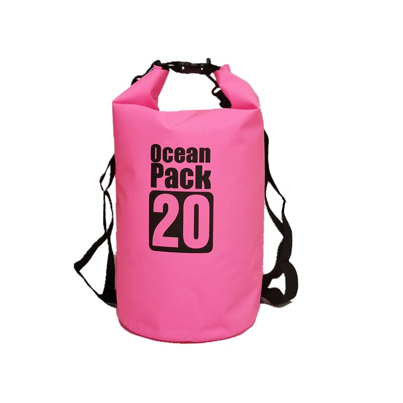 PVC Waterproof Dry Bag 2L 5L 10L 20L 30L Outdoor Diving Foldable Man Women Beach Swimming Bag Rafting River Ocean backpack: Pink-20L