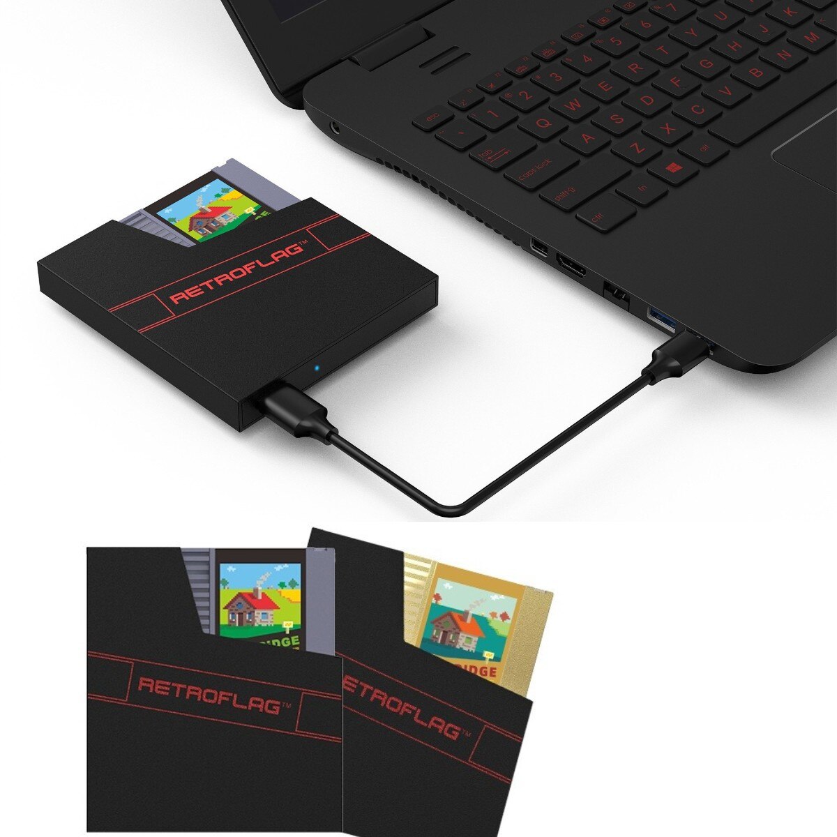 Retroflag NES Cartridge Style Hard Drive Enclosure for NESPi 4 Case Raspberry Pi PC Laptop Android TV for Raspberry NESPi 4/PC