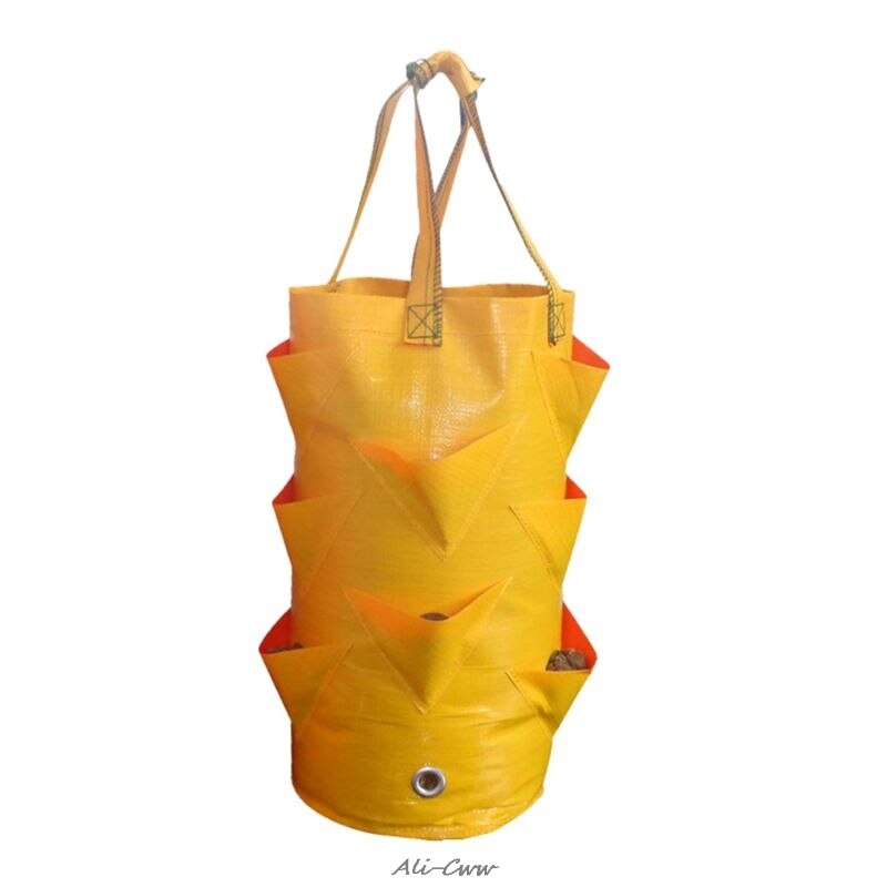 Bolsa de plantación de fresa de 3 galones, bolsa de plantación de plantas de aire y hojas de jardín, protección ambiental, transpirable, accesorio para jardinería para el hogar: yellow
