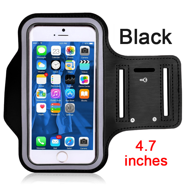 KLL Wasserdichte Brassard Lauf Gym Sport armband Fall Handy Arm Band Tasche Halter für iPhone Smartphone auf Hand: black 4.7 inch