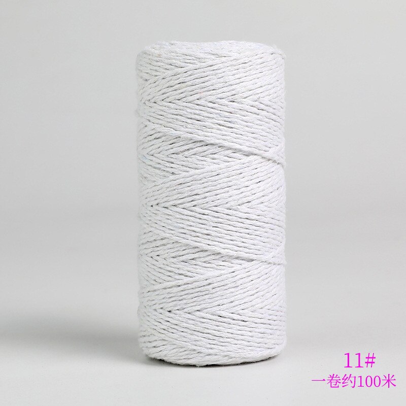 Cuerda de algodón de doble color para manualidades, Material de embalaje hecho a mano, hilo de algodón blanco y negro decorativo, cordón de costura trenzado de 2mm, 100m: White