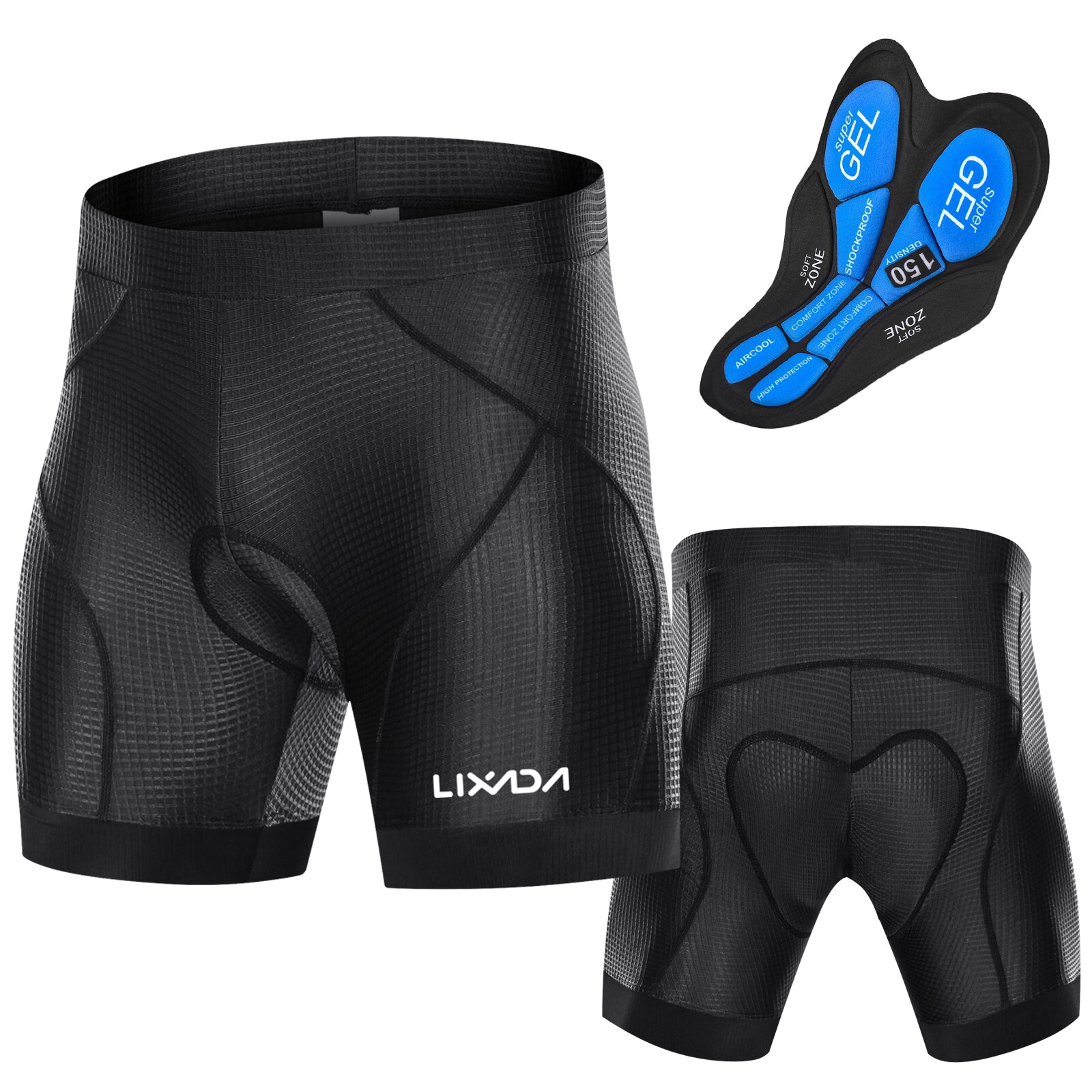 Lixada Men Bike Padded Shorts with Anti-Slip Leg Grips Cycling 3D Padded Bicycle Padding Riding Shorts Biking Underwear Shorts