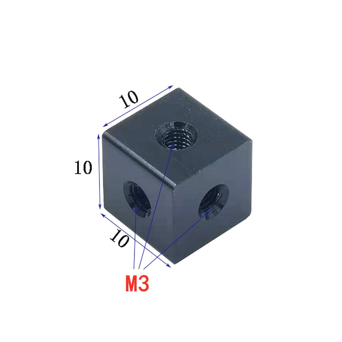 2x 6-Zijdig M3 Schroef Gaten Moer Blok Aluminium M3 Locking Aansluiting Voor Slr Camera 'S Foto Voet Spikes duim Schroef Chassis: 10x10x10mm