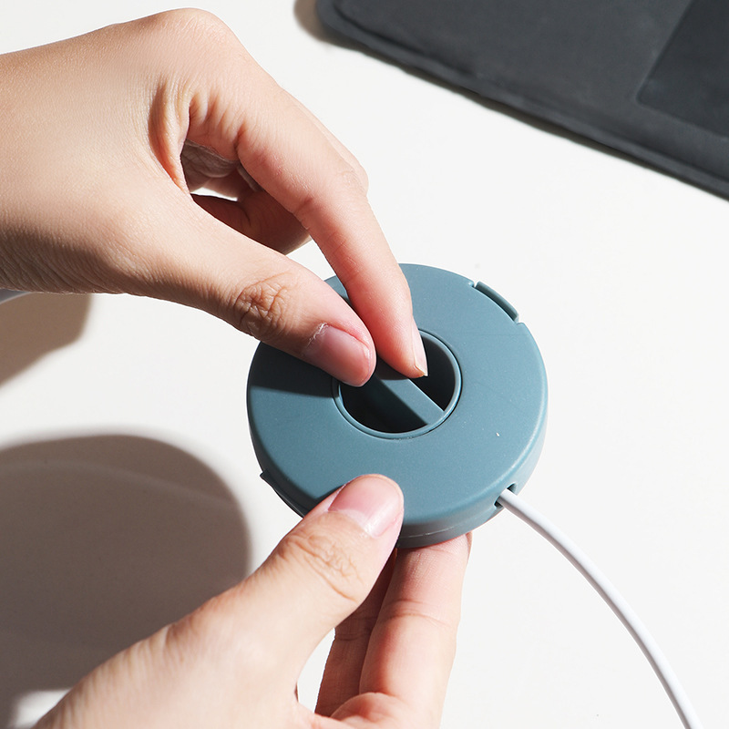 Automatic USB Cord Holder Rotatable Earphone Winder Mobile Phone Data Cable Charger Wire Storage Box Reel Hubs Cables Organizer