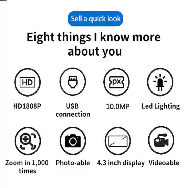 G1000 Digital Microscope 4.3" 8MP 1000X Microscopes Digital Electronic Microscopio Trinocular Continuous Amplification Magnifier