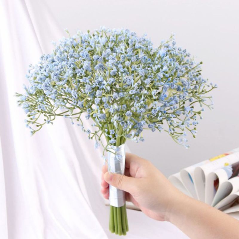 Kunstmatige gipskruid bruidsboeket met bloemen en satijnen lint voor thuisfeestdecoratie