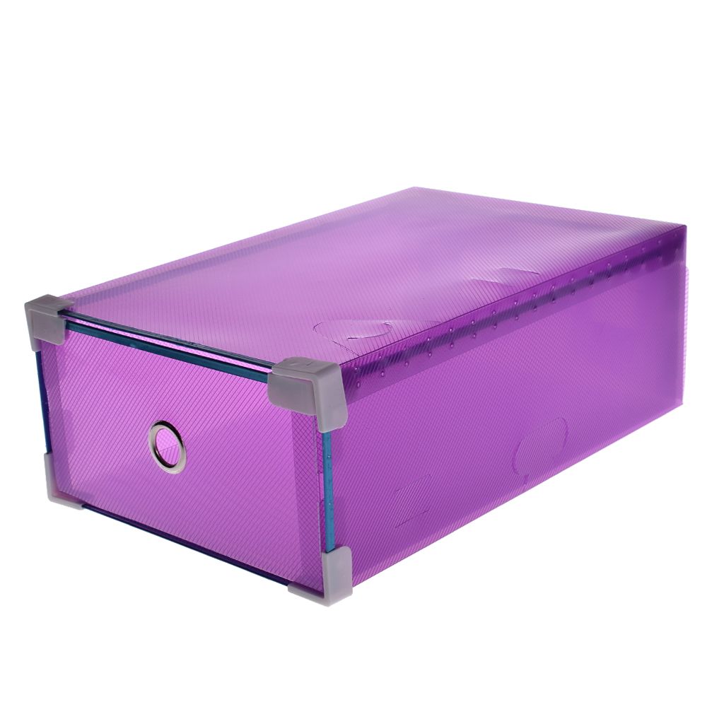 1 adet çocuk/kadın/erkek ev Plastik Ayakkabı saklama kutusu ve Çekmece Organizatör Istiflenebilir Katlanabilir Şeffaf ev kutusu: purple