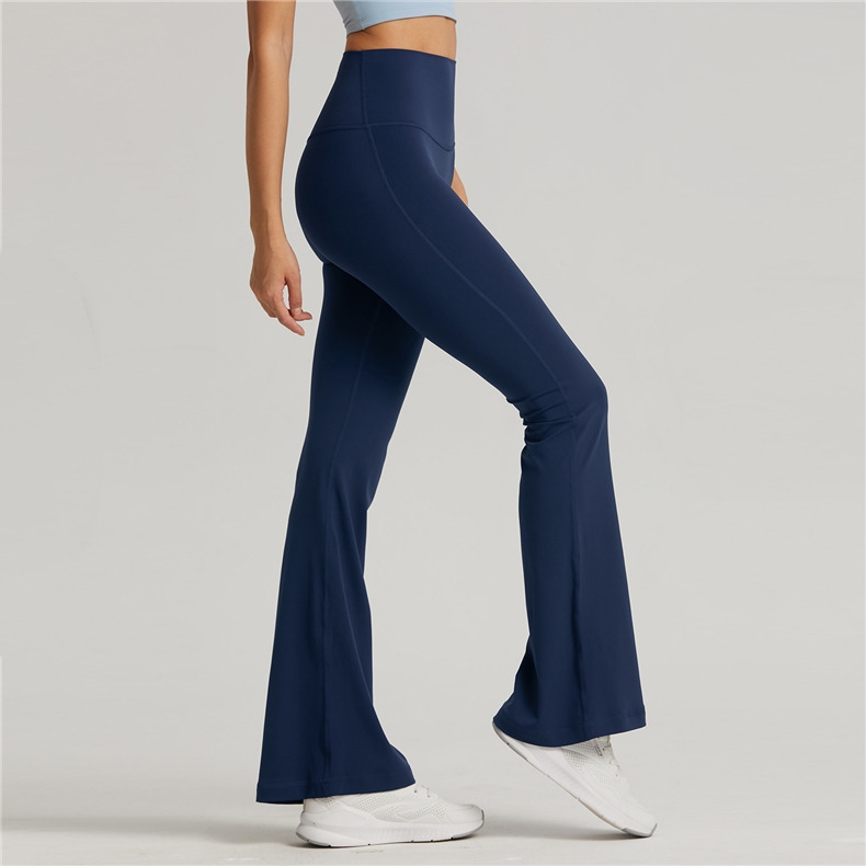 Hohe Taille aufflackern Gamaschen Frauen Freies Größe Yoga Hosen Hohe Taille Breite Bein Hosen Frauen Fitnessstudio Sport Ausgestellte Schlauch tanz Hosen: Azurblau