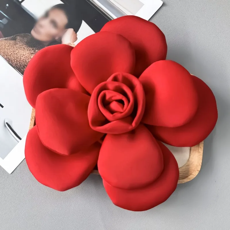 Handmade 22CM Camellia Flower Brooches Corsage Bag Dress Badge Wedding Party Lapel Pins for Women Accessories