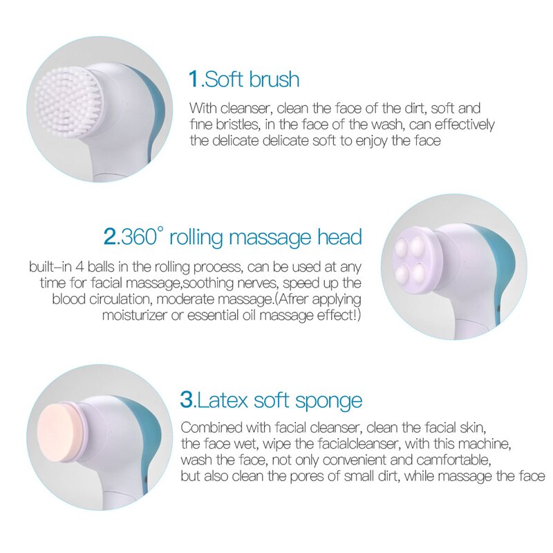 CkeyiN 5 en 1 électrique visage nettoyant brosse pores du visage nettoyage en profondeur Massage élimination de la saleté Vibration soins de la peau dispositif de beauté