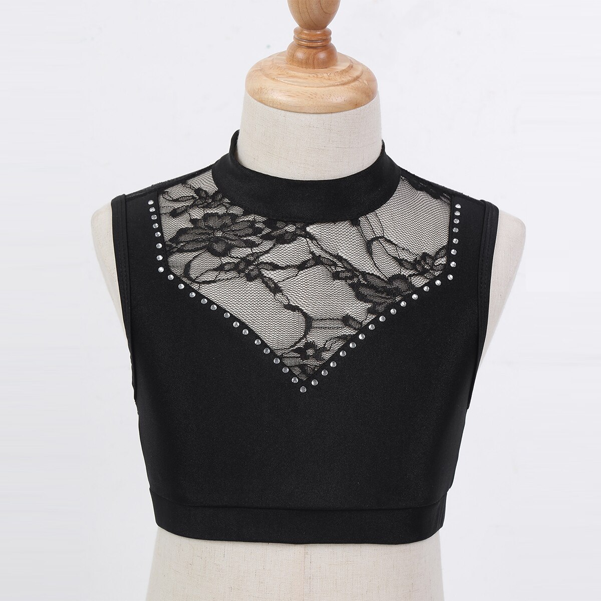 Kids Teens Girls Sleeveless Backless Lace Mesh Flower Dance Crop Top Girls Ballet Workout Gymnastics Tank Tops Ballet Dancewear