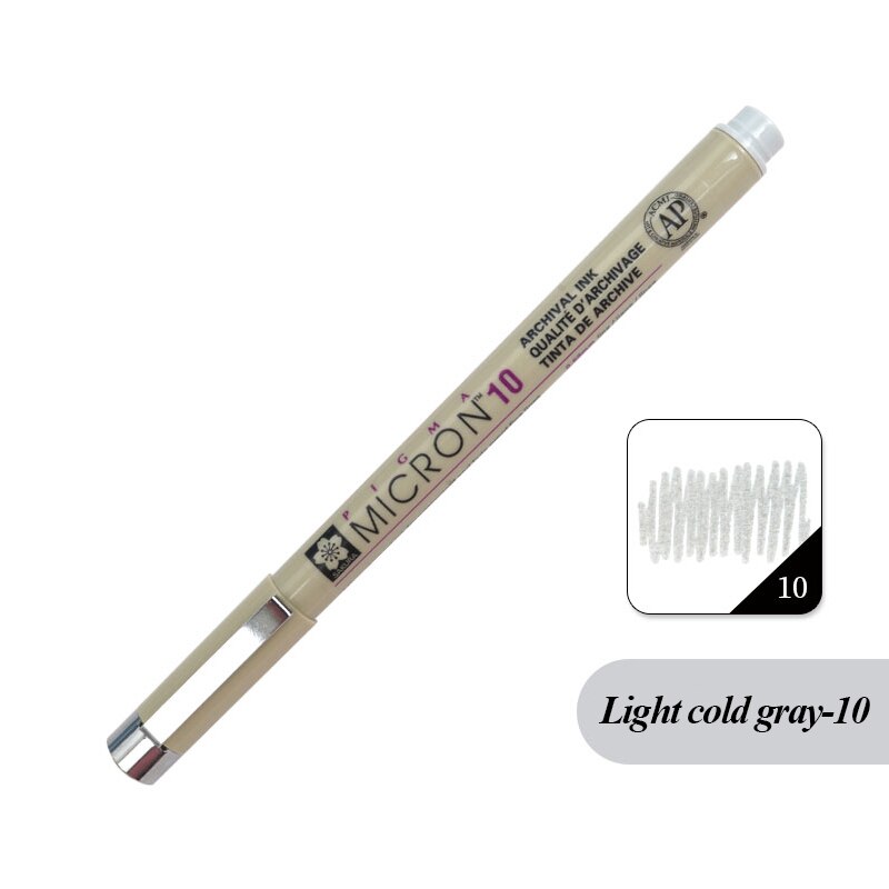 SAKURA Waterproof Thread Hooking Needle Pen Creation Color Drawing Pen Special for Drawing Art Animation Set Cold Gray: Lightcoldgray10