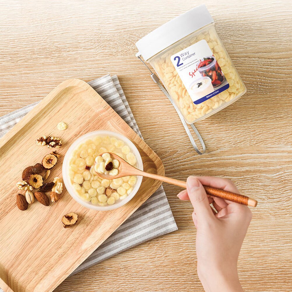 Double Layer Milk Can Sealed Food Storage Jar Moistureproof Transparent PP Vegetable Salad Outdoor Picnic Home Kitchen Portable