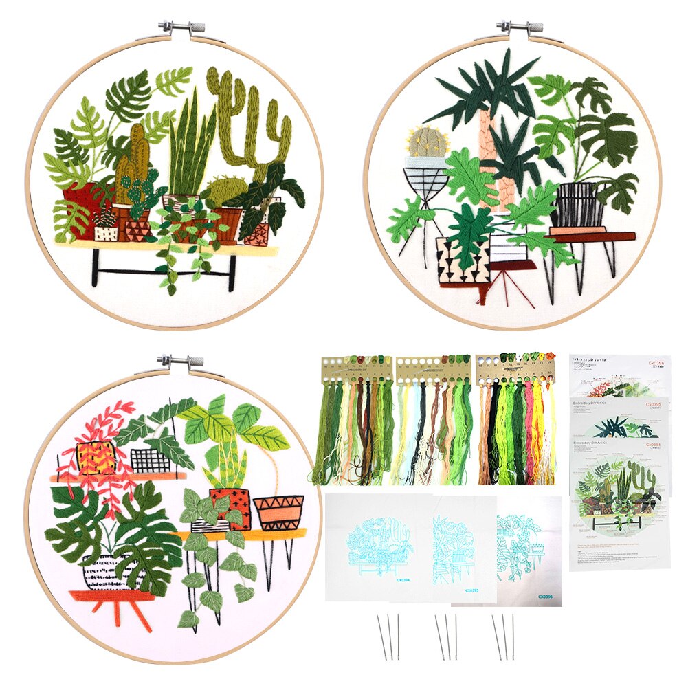 3Pcs/set Embroidery DIY Beginner Material Pack Flowers Patterns Cross Stitch Kits Handmade Cross Stitch Arts Crafts Sewing Decor: Set 1