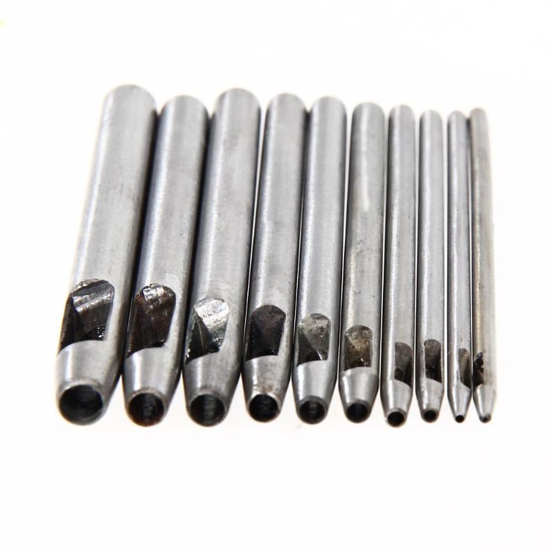Lot de 10 poinçons pour le cuir, ensemble de maroquinerie, ceinture de poinçonnage creuse pour vêtements, toile 0.5mm-5mm, outils de poinçonnage pour le cuir