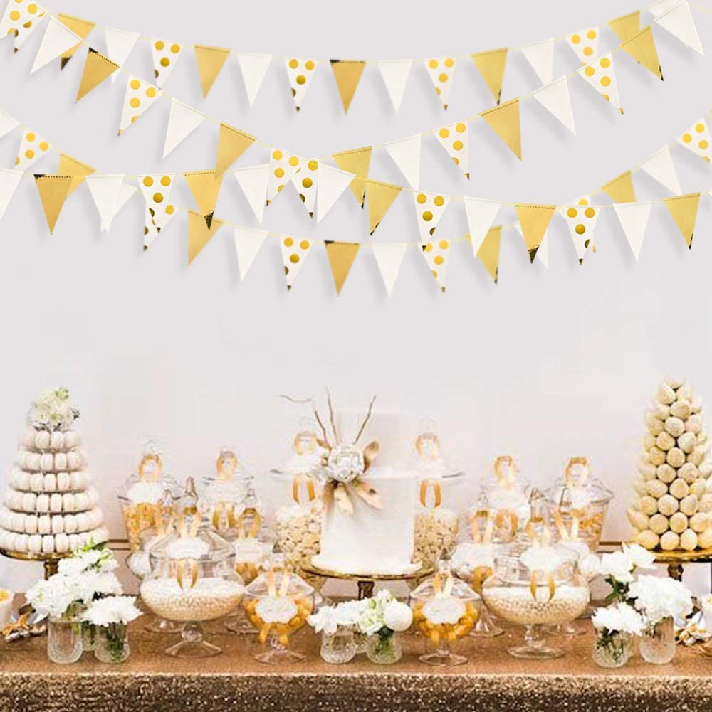 Guirnaldas de pancarta triangulares de papel para decoración, color azul marino, rosa, oro y rosa, para despedida de soltera, boda y ducha nupcial