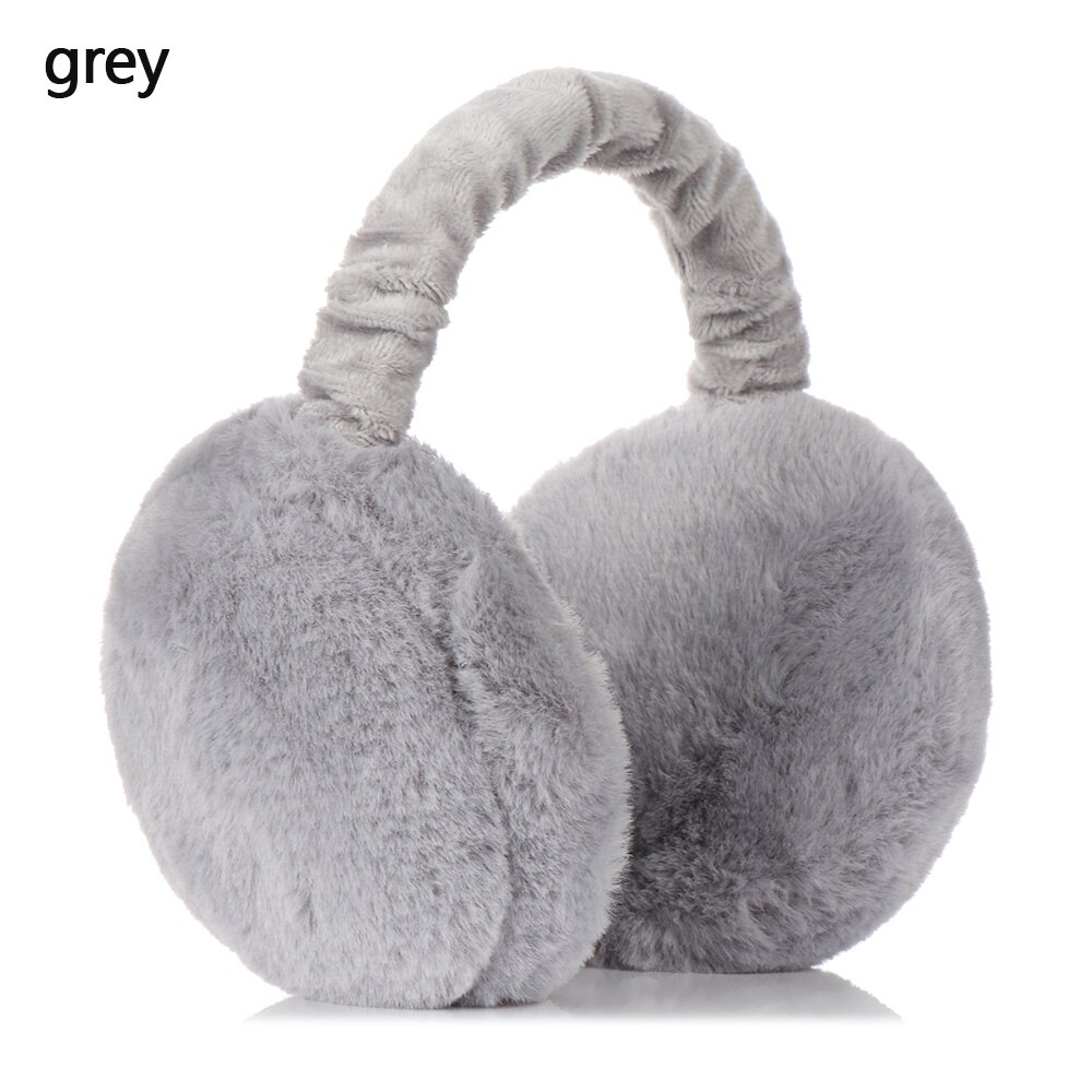 Faux Fur solid color ladies earmuffs autumn and winter warm and comfortable unisex skiing Fur headphones cute Adjustable: grey