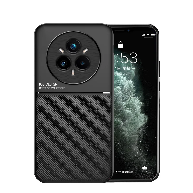 Voor Realme 14 Pro Plus 5g Case Luxe Zacht Leer Telefoon Gevallen voor Realme 14 pro plus Auto magnetische Houder Cover
