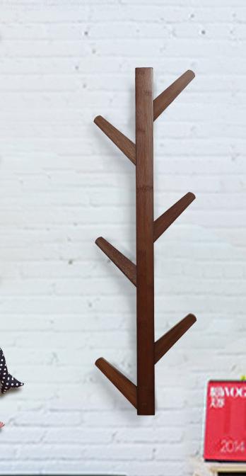 nordisk bambus vegg frakk stativ tre soverom henger lever rom vegghenger: 3 / 8 hengende