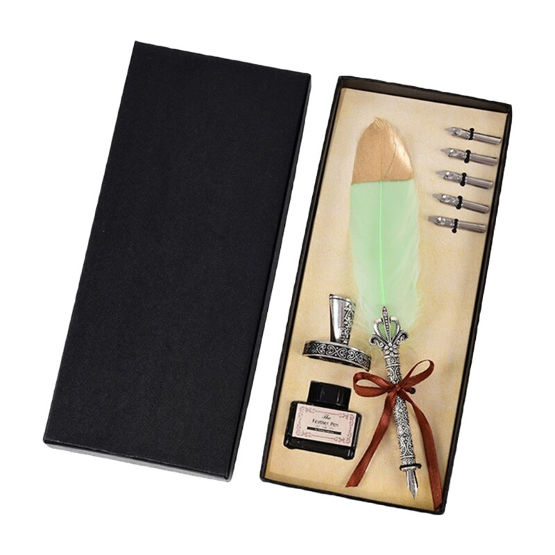 Calligraphy Feather Pen Antique Feather Pen Quill Pen Dip Pen With Envelope Knife Envelope Writing Paper Calligraphy Pen: I