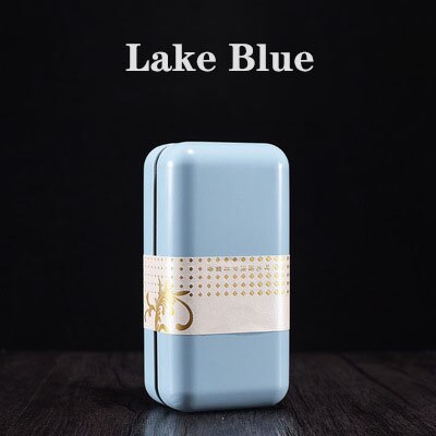 Mini Portable Universal Tea Square Can Storage Tinplate Box Packaging Jar: Lake Blue