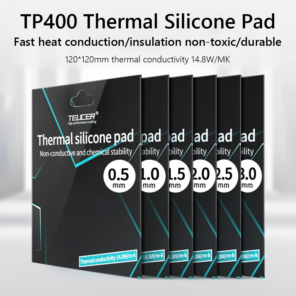Tp400 heat dissipation silicone pads cpu/gpu graphics card thermal pads 14,8 w/mk solid thermal grease sheet for laptop/pc