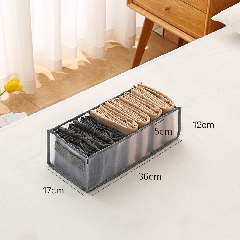 Foldable Cloth Organizer Closet Drawer Organizer With Divider Jeans Leggings Underwear Socks Storage Box Wardrobe Pants Storage: Grey Leggings 7 Grid