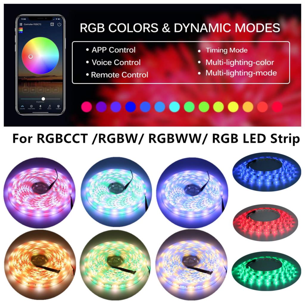 Dc12v 24v wifi ledet kontroller rgb / rgbw / rgbww stripe 16 millioner farger musikk og tidtaker modus wifi-kontroll av ios / android smartphone