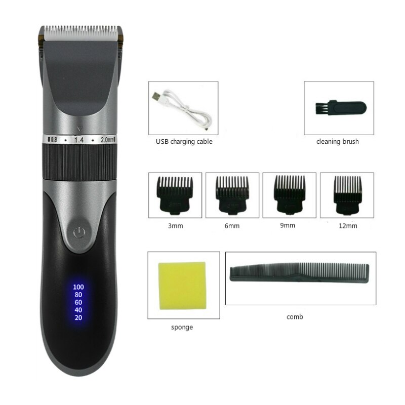 Hair Trimmer Digital Usb Rechargeable Hair Clipper for Men Hair Cutter Barber Machine Haircut Ceramic Blade Razor: gray
