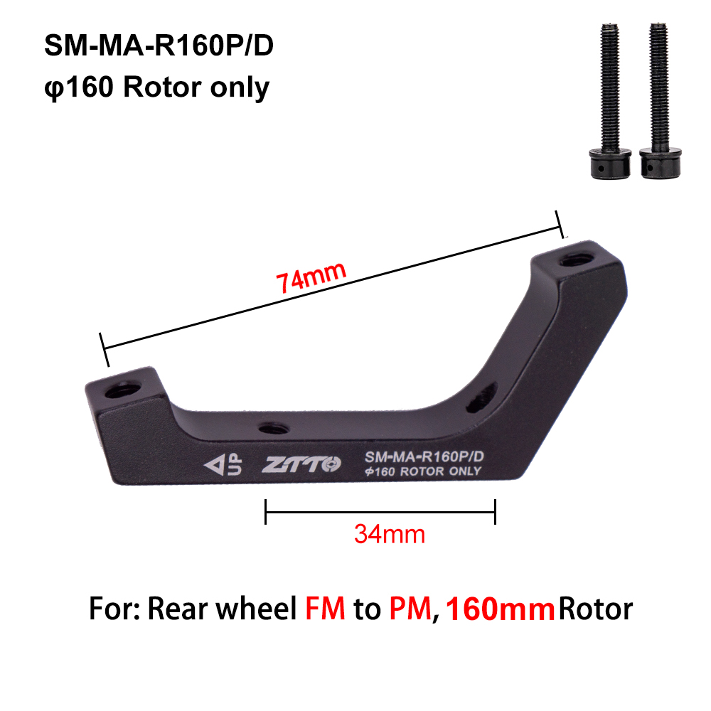 ZTTO Gravel Road Bike Brake Adapter Flat Mount 34mm 71mm To Post Mount 74mm 140mm 160mm Rotor Bicycle Caliper Converter: Burgundy