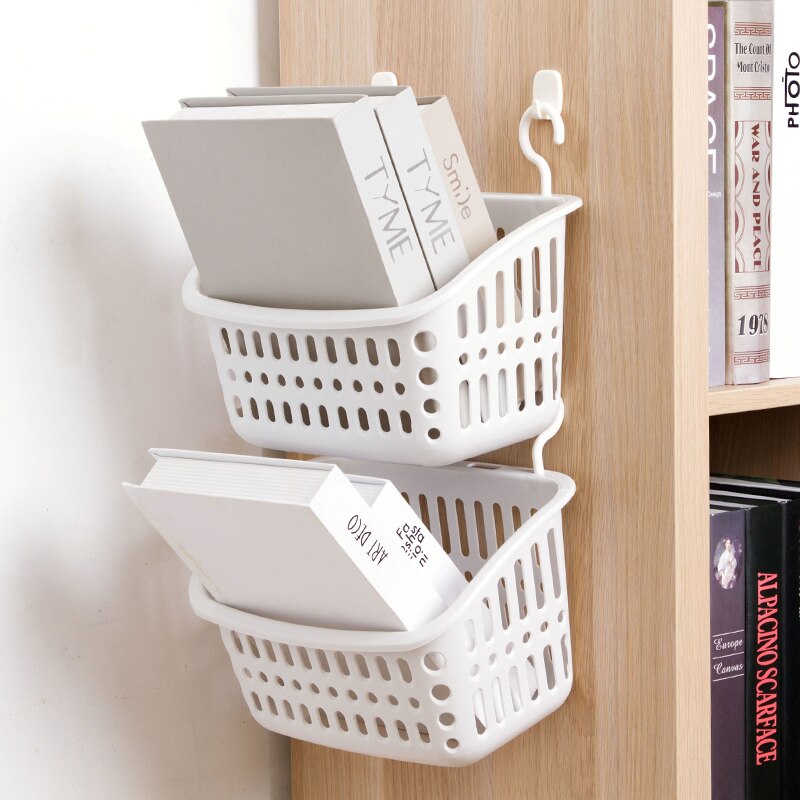 Wall-mounted storage basket plastic double hook kitchen snack basket bathroom shower storage basket WF9104058