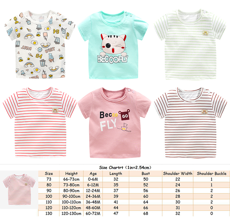 子供の夏のラウンドネックコットンソフトで快適な通気性漫画かわいいプリントベビー tシャツ