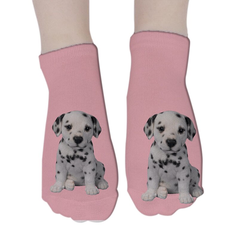 Calcetines impresión en 3D divertida estilo Harajuku Kawaii para mujer, calcetín tobilleros de corte bajo, de perro Multicolor, para Navidad,