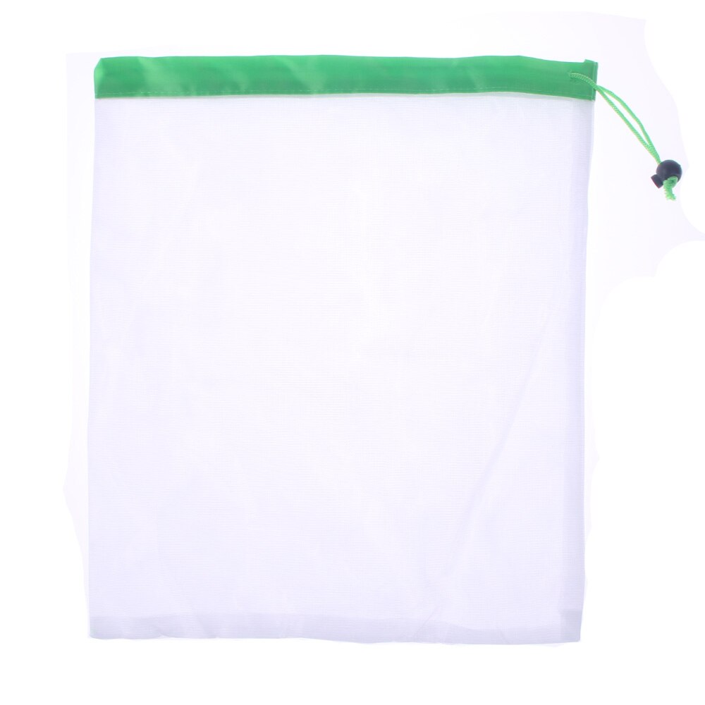 Reusable Mesh Vegetable Fruit Bags Washable Grocery Shopping Storage Handbag Shopping Bags Pouch Free Shiping: M 14 x 12 inch