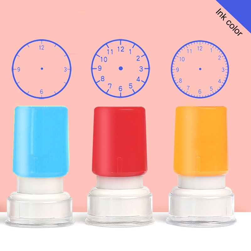 Klok Stempel Leren Tijd Vroeg Onderwijs Leermiddelen Voor Kinderen Leren Op Horloge Meerdere Stijl Seal Voor Basisschool: BLUE INK--3 Pieces