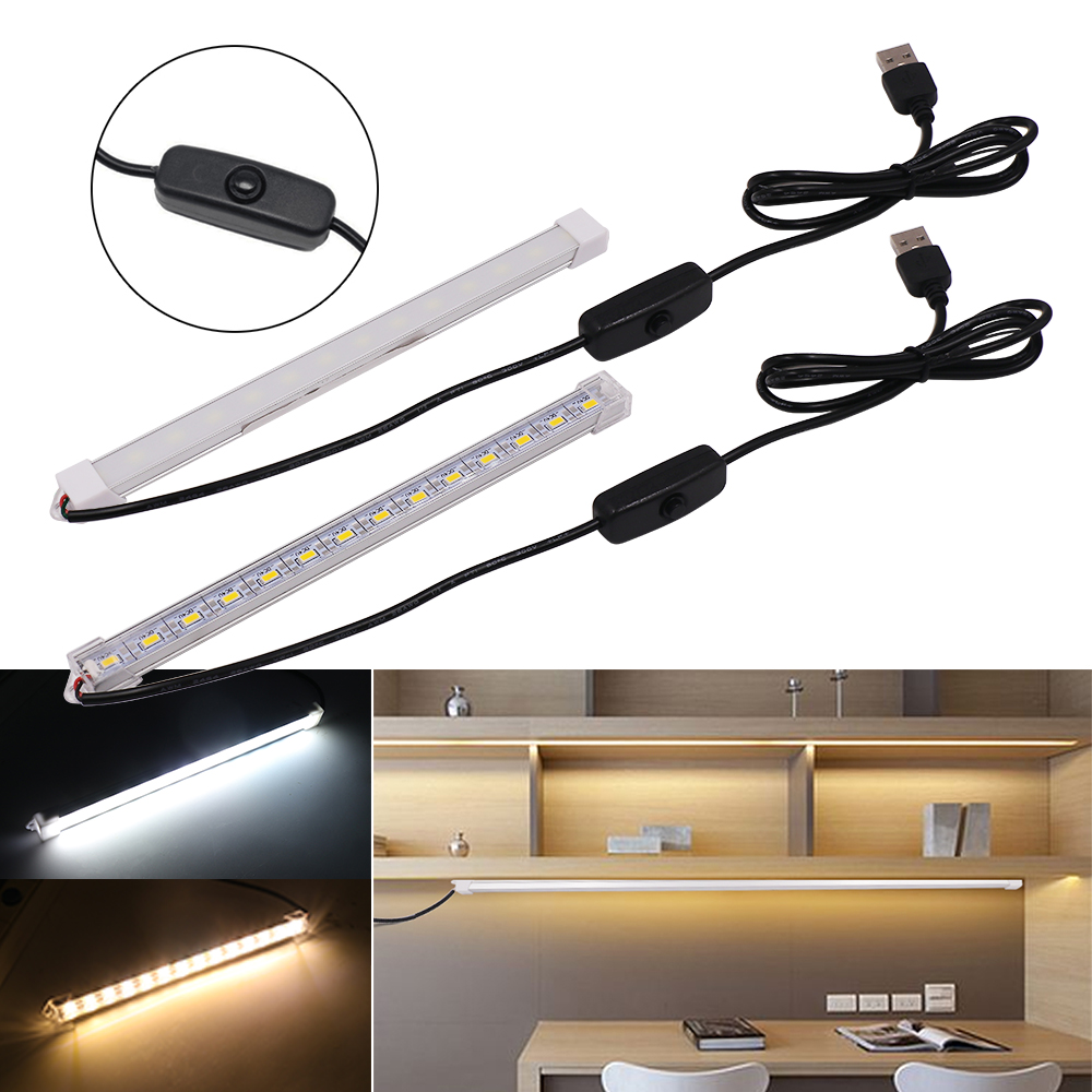 Usb led-barlys 5v x 10/20/35/40/50cm aluminiums stiv led-stripe lysrør for skap kjøkkenbelysning varm kjølig hvit