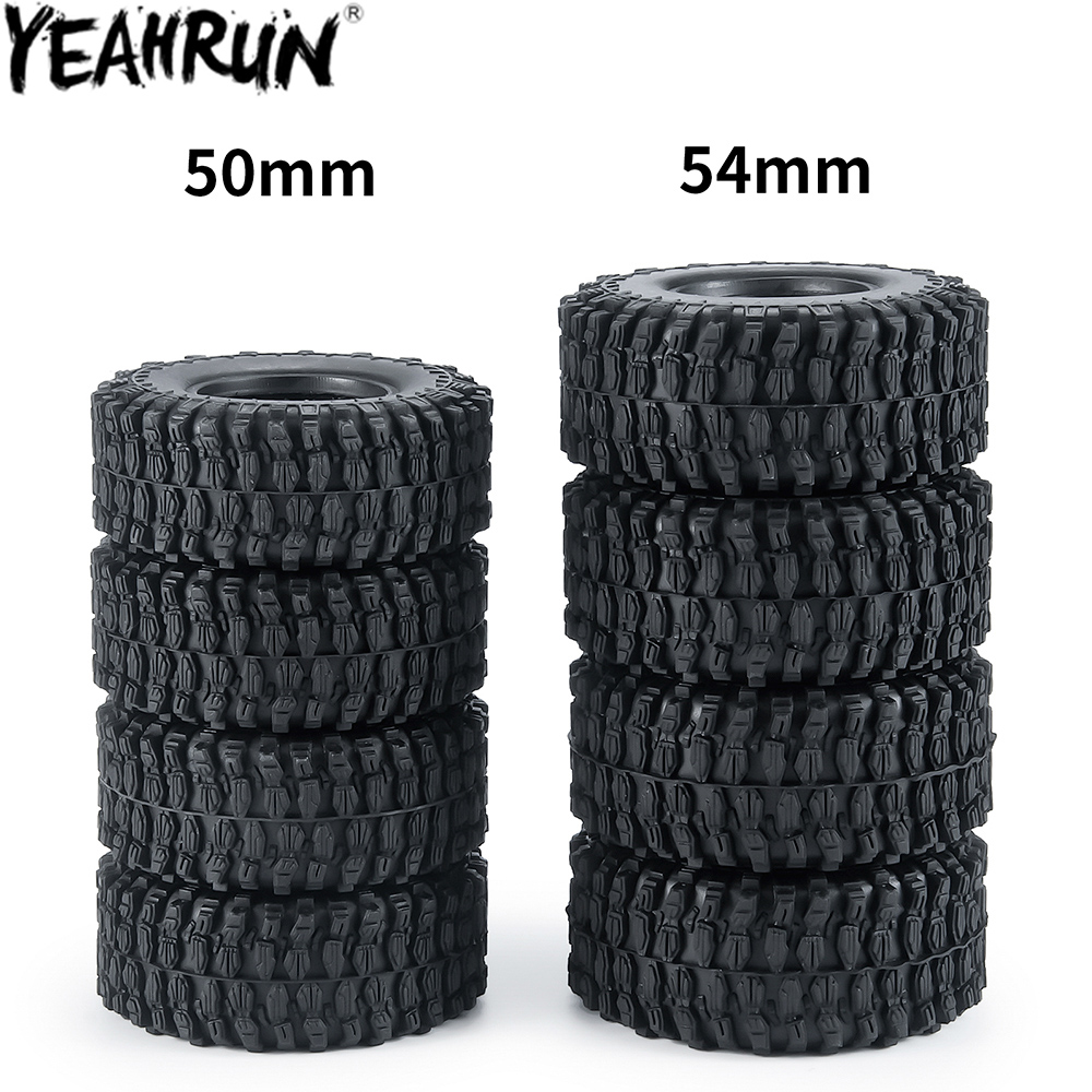 YEAHRUN 4PCS 1.0" Miękkie gumowe opony do wszystkich terenów 50 * 20 / 54 * 23 mm do 1/24 RC Crawler Car Axial SCX24 1/18 TRX4M Upgrade Tyres