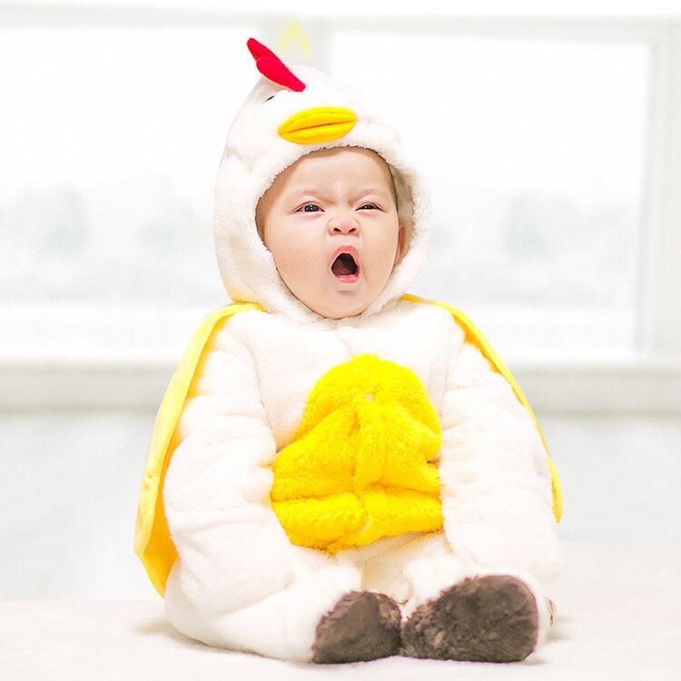 Cartoon Flannel Baby Rompers Novelty Chick Cotton Boy Girl Animal Rompers Stitch Baby's Sets Baby Costumes