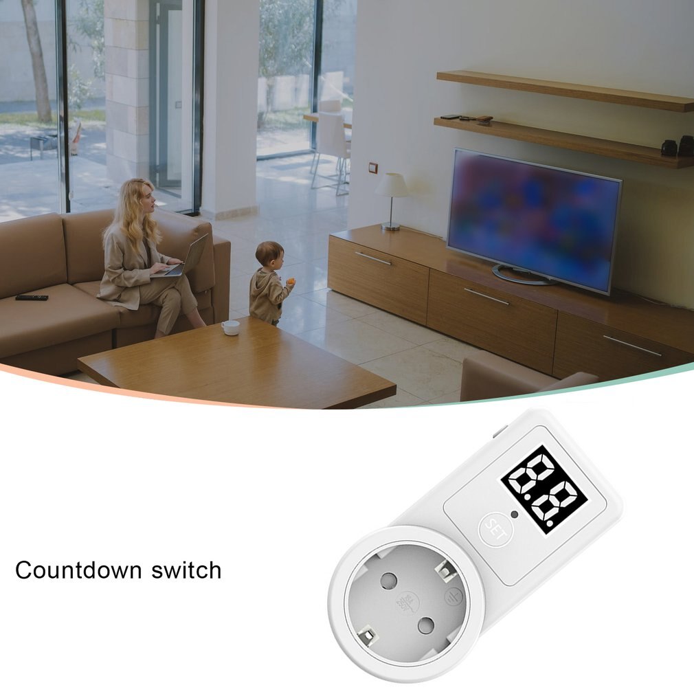 1pc EU Plug Countdown Timer Switch Smart Control Plug-In Socket Auto Shut Off Outlet Automaticl Turn Off Electronic Device