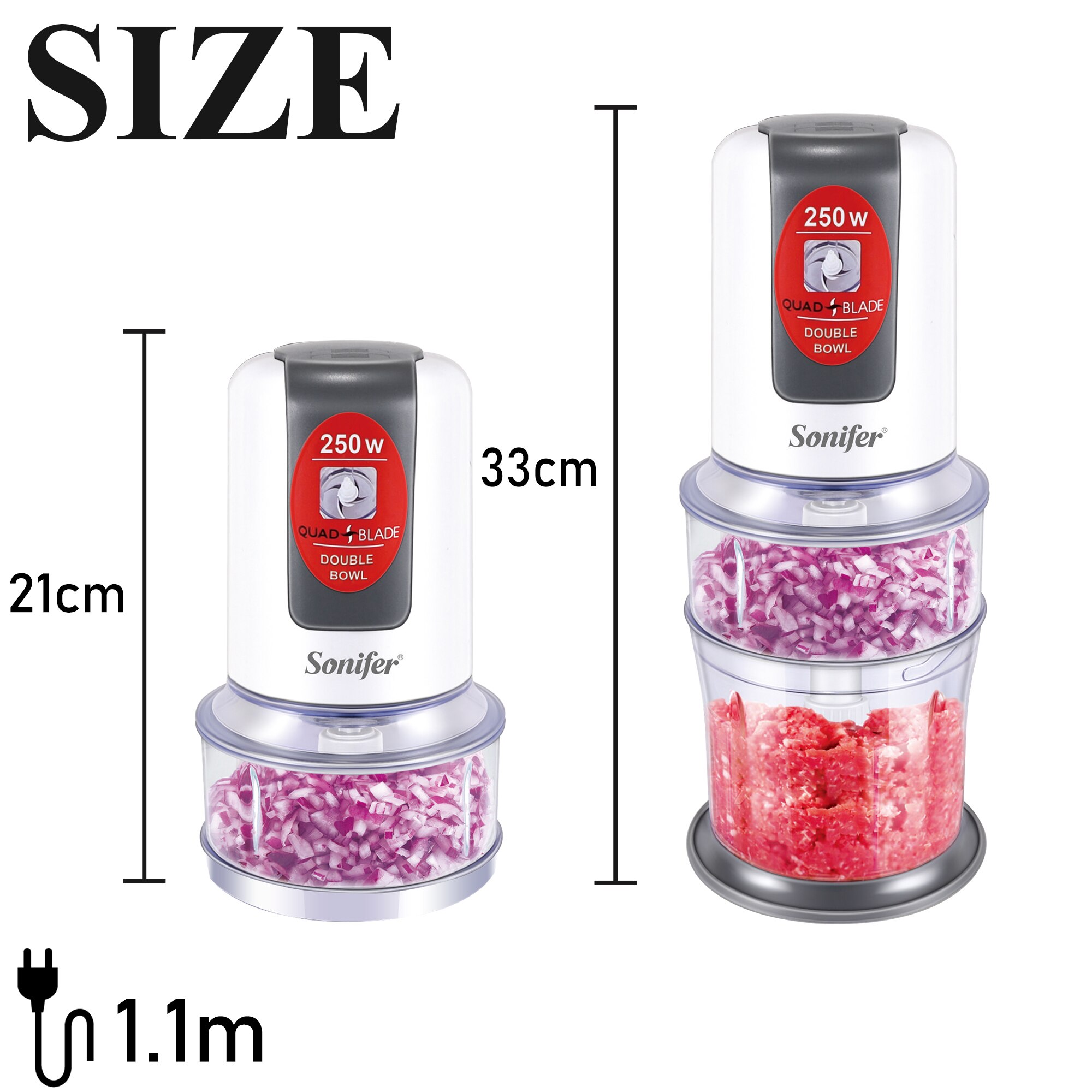 250W Multi Function Food Processor Electric Food Chopper Spiral Meat Fruit Shredder Slicer For Kitchen 220V Sonifer