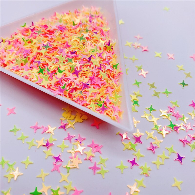 Colorful Halo 4 Point Star Confetti Holographic Glitter Aurora Borealis Sprinkle Iridescent Cross Star Flakes Resin Art supplies: 02