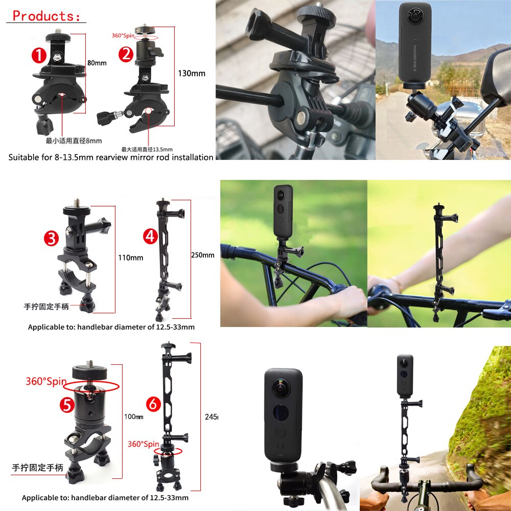 Tuyu Insta360 Een X/Evo Aluminium Motorcycle Bike Stand Voor Insta 360 Een X Camera, voor Insta 360 Een X Camera Accessoires
