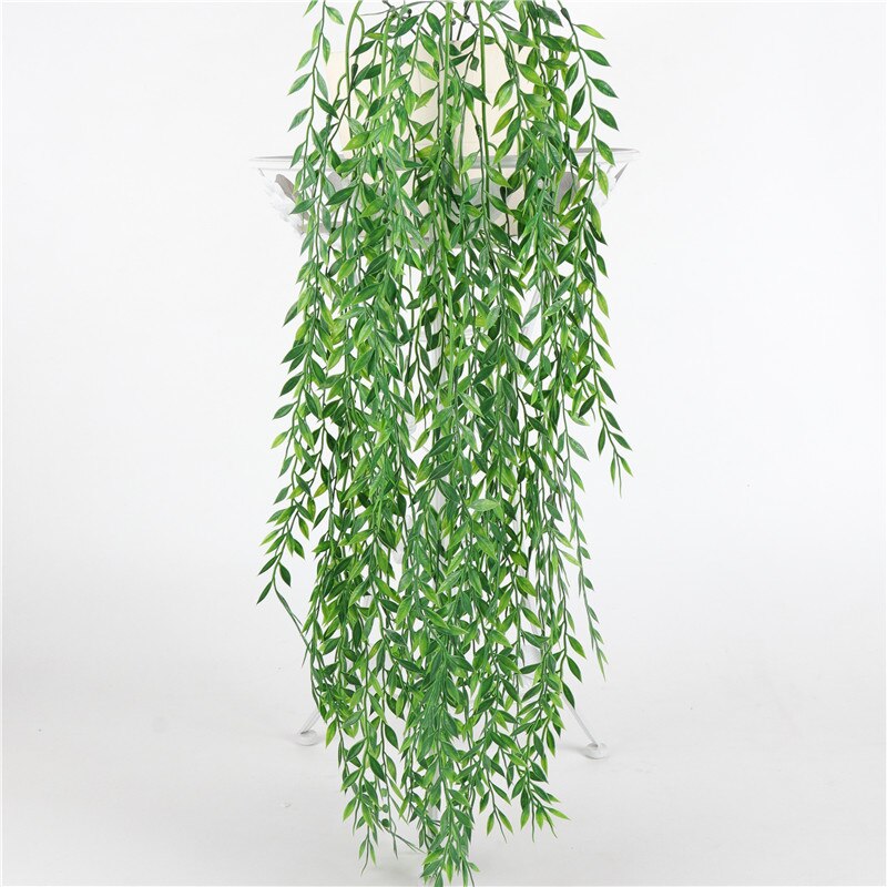 Artificial Willow Leaves Faux Foliage Plastic Greenery Garland Wall Porch Patio Arch Balcony Basket Garden Party Wedding Decor